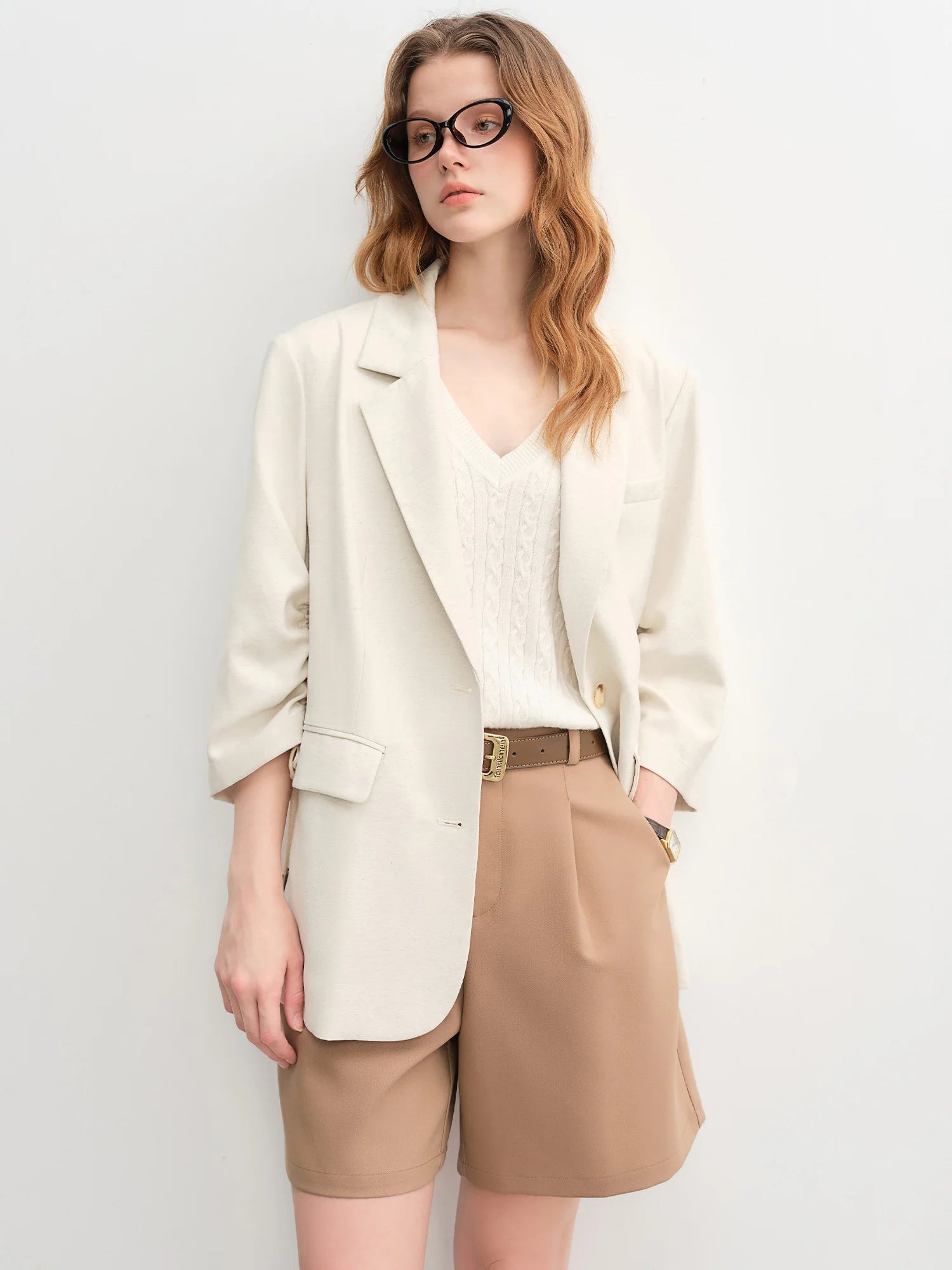 DUSHU Plus-Size Women's Urban Impressions Stylish Blazer for Commuting 2025 New Arrival Slimming Top Blazer Coat 25DS83145