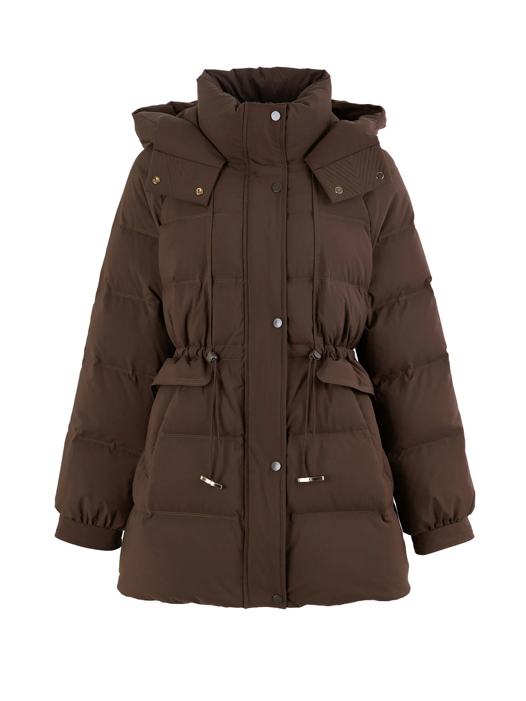 DUSHU 154.4G Filling Amount Short Brown White Duck Down Jacket For Women 2024 Winter New Design Two Colors Warm Coat 24DS84202