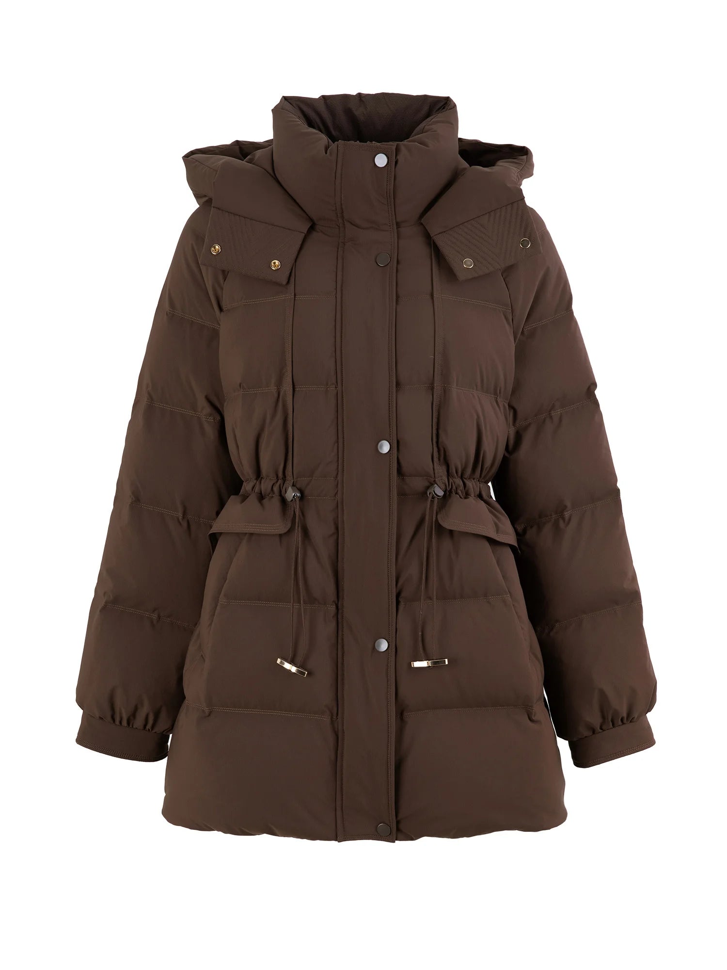 DUSHU 154.4G Filling Amount Short Brown White Duck Down Jacket For Women 2024 Winter New Design Two Colors Warm Coat 24DS84202