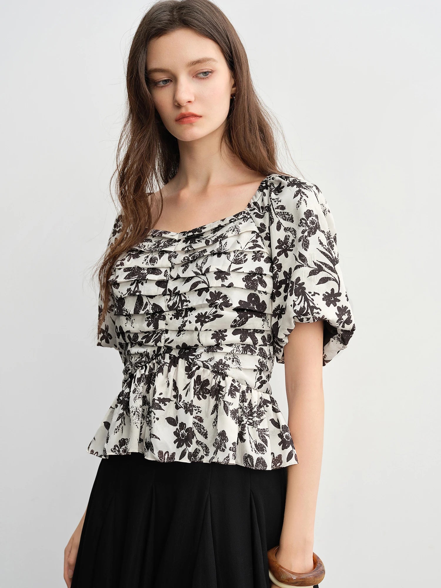 DUSHU French Design Floral Shirt 2025 Summer New Fashion Commuter Short-sleeved Top 25DS88009