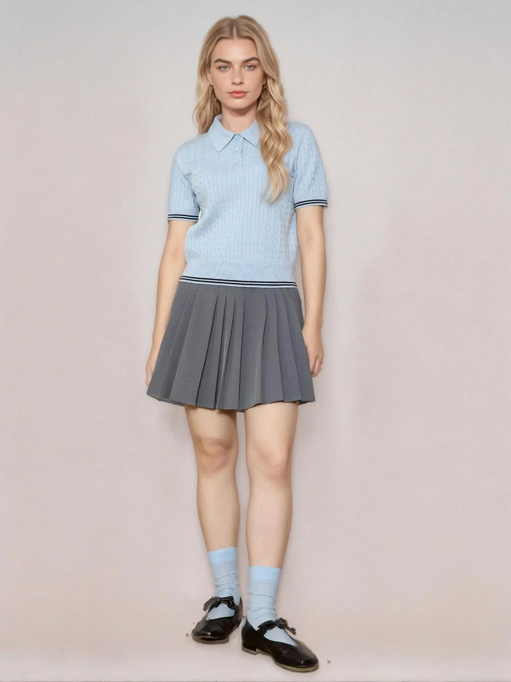 DUSHU Black High Waist All-match Skirt For Women 2025 Spring New Design Pleated A-line Short Skirt Gray Bottom Outfit 25DS81035
