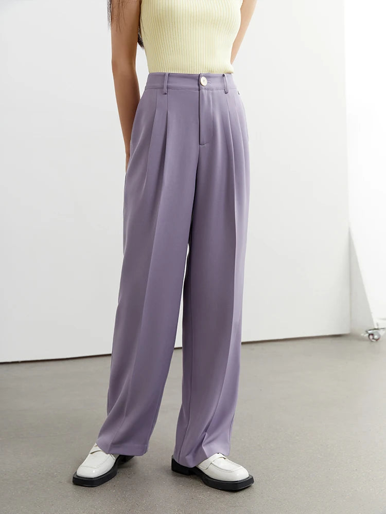 DUSHU Women Suit Pants Straight Wide Leg Trouser 2023 Spring Women Long Pant Office Lady Bottom Loose Pants For Women