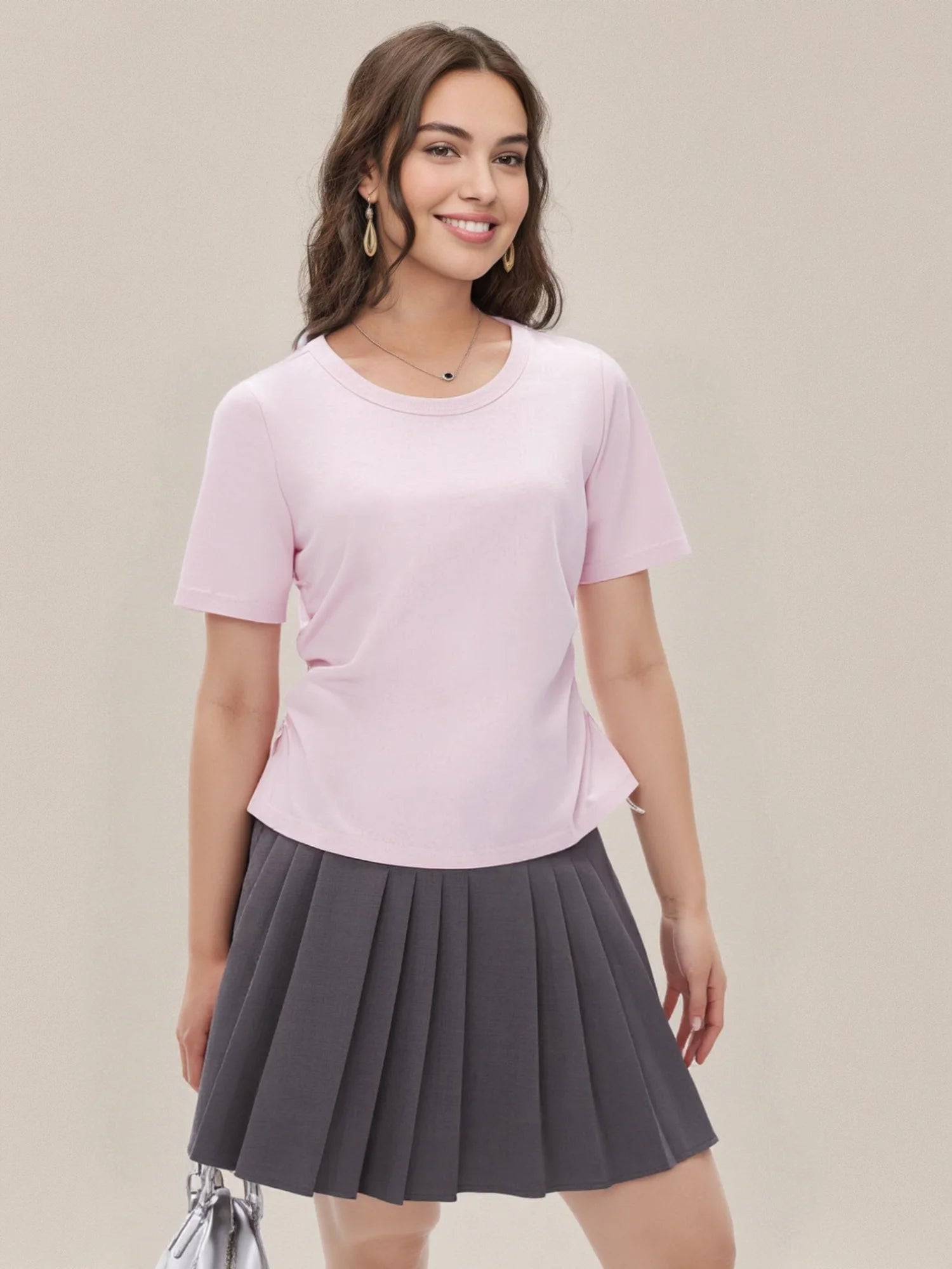 DUSHU Plus Size Loose Slim Casual Versatile Short-sleeved T-shirt for Women 2025 Summer New Arrival Three Colors Tops 25DS82033