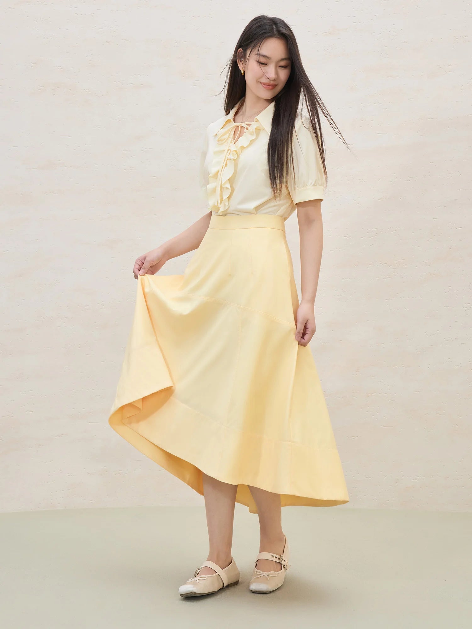 DUSHU French Style Irregular Design Skirt 2025 Fashionable Commuting High Waist Slim A-line Umbrella Skirt for Women 25DS82153