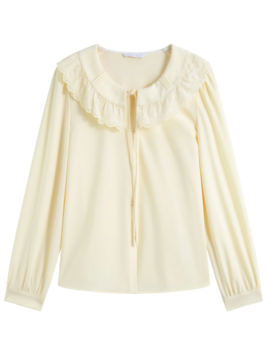 DUSHU Office Lady Women's French Lace Up Doll Neck Shirt Loose H-shaped Versatile Casual Loose Women Top 25DS81226