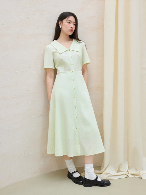DUSHU 2025 Summer Women's A-Line Shirt Dress - Office-Ready with Tailored Waist & Breathable Fabric for Flattering Silhouette