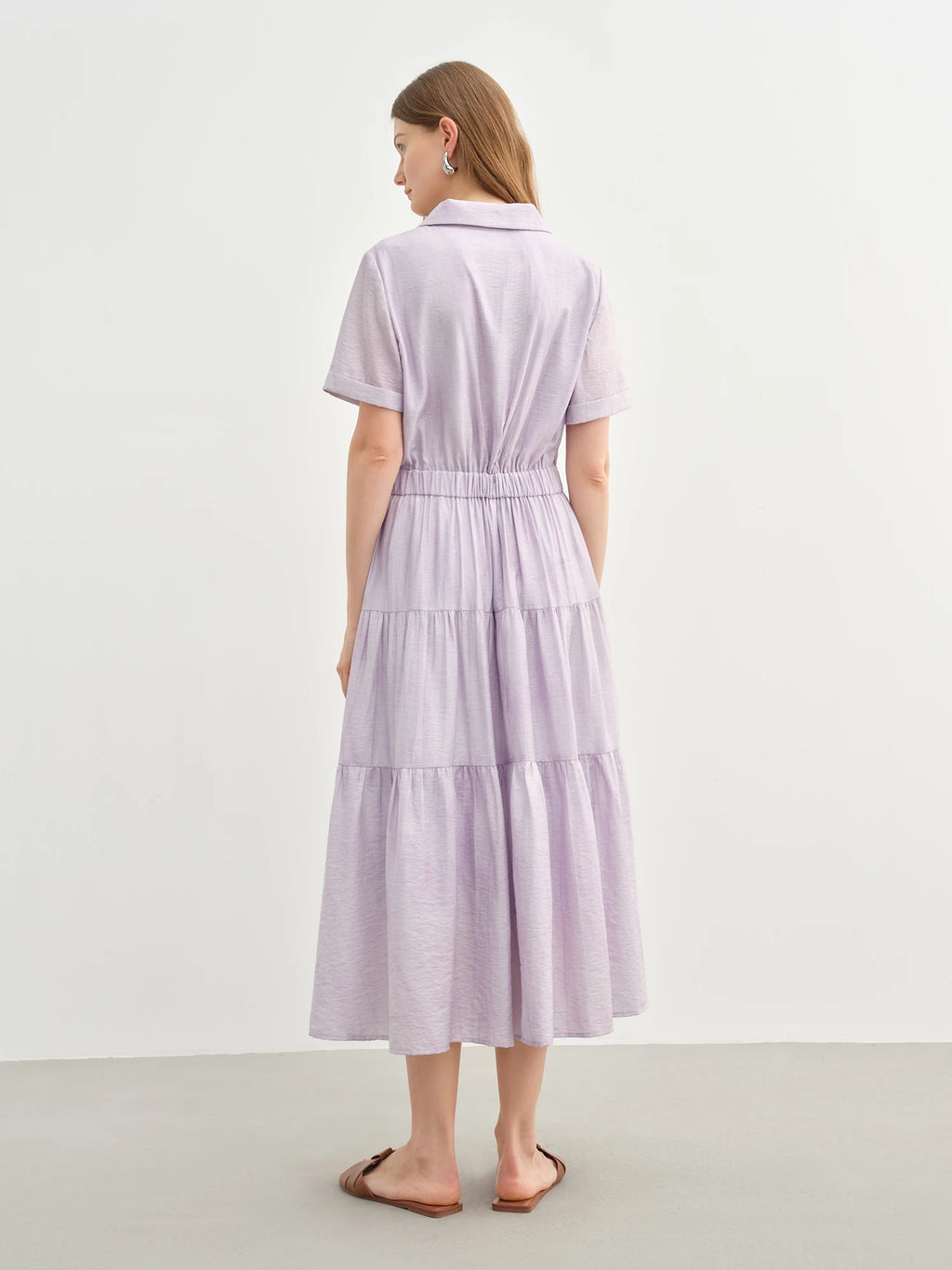 DUSHU Holiday Season Women Lyocell Elegant Style Shirt Dress 2025 Summer New Arrival Romantic Casual Chic Long Dress 25DS82703