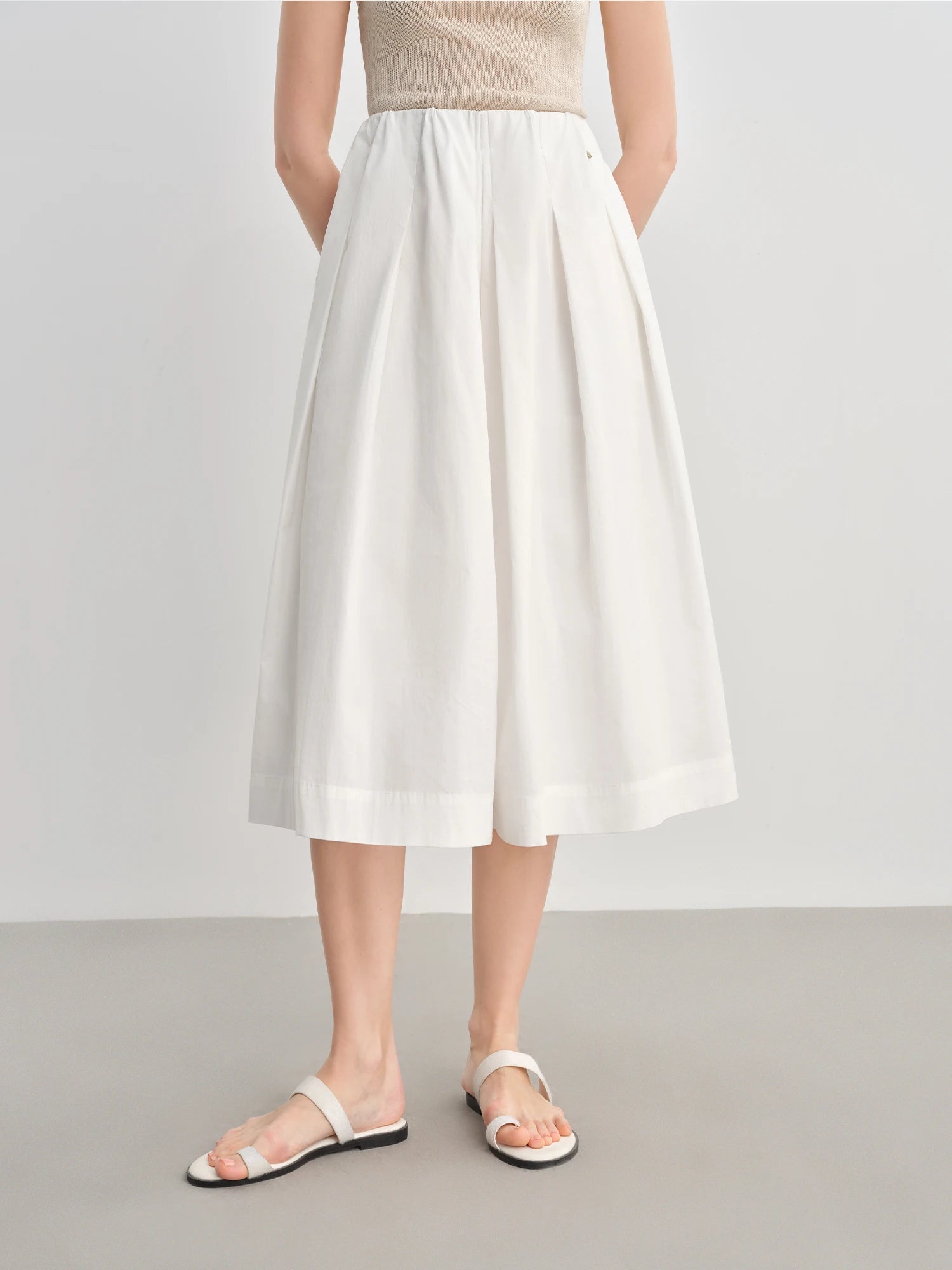 DUSHU Plus-Size Women High-Waisted Wide-Leg Casual Pants - Two-Tone Relaxed Elegance Slimming Tros for Summer 2025 New 25DS82809