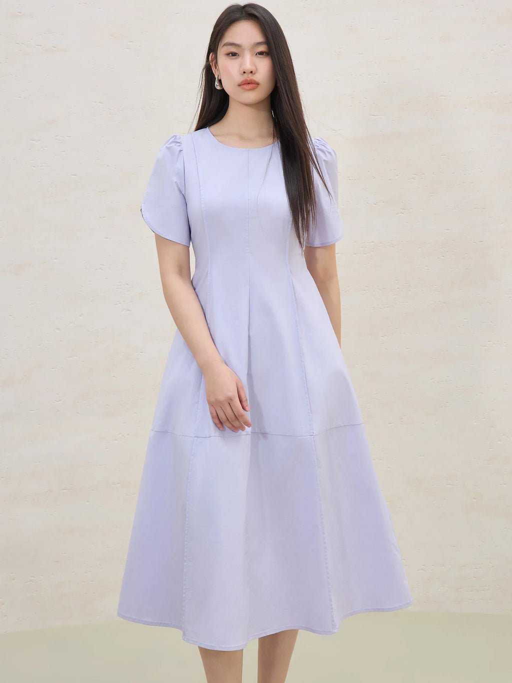 DUSHU MInimalism Style Design Commuting Simple Purple Dress For Women 2025 Summer New Arrival High Waist Fashion Dress 25DS82357
