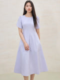 DUSHU MInimalism Style Design Commuting Simple Purple Dress For Women 2025 Summer New Arrival High Waist Fashion Dress 25DS82357