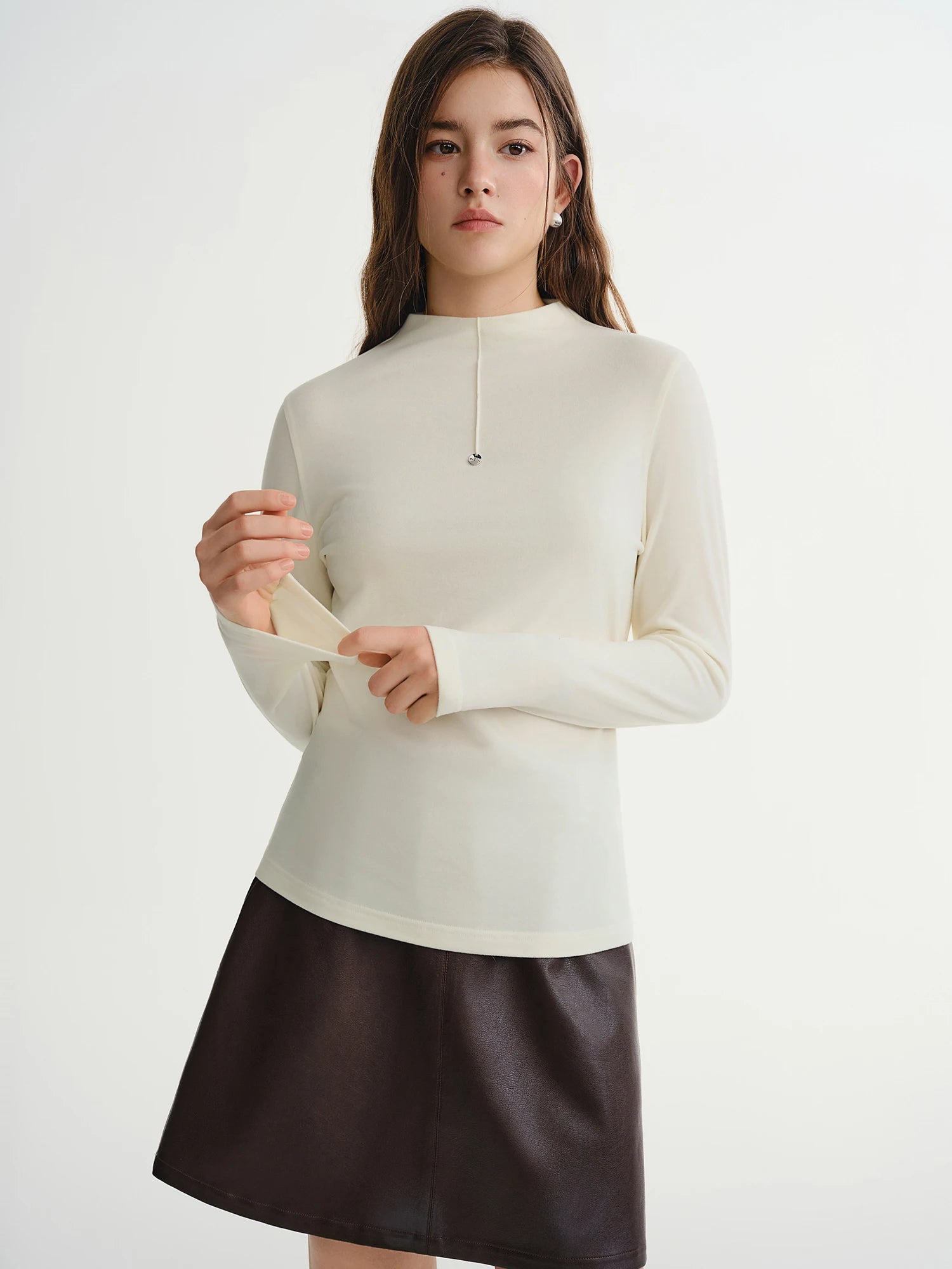 DUSHU Winter 2025 Women Antibacterial Skin-Friendly Layering Top - Versatile Soft Touch Basic Shirt for Casual Elegant Commuting