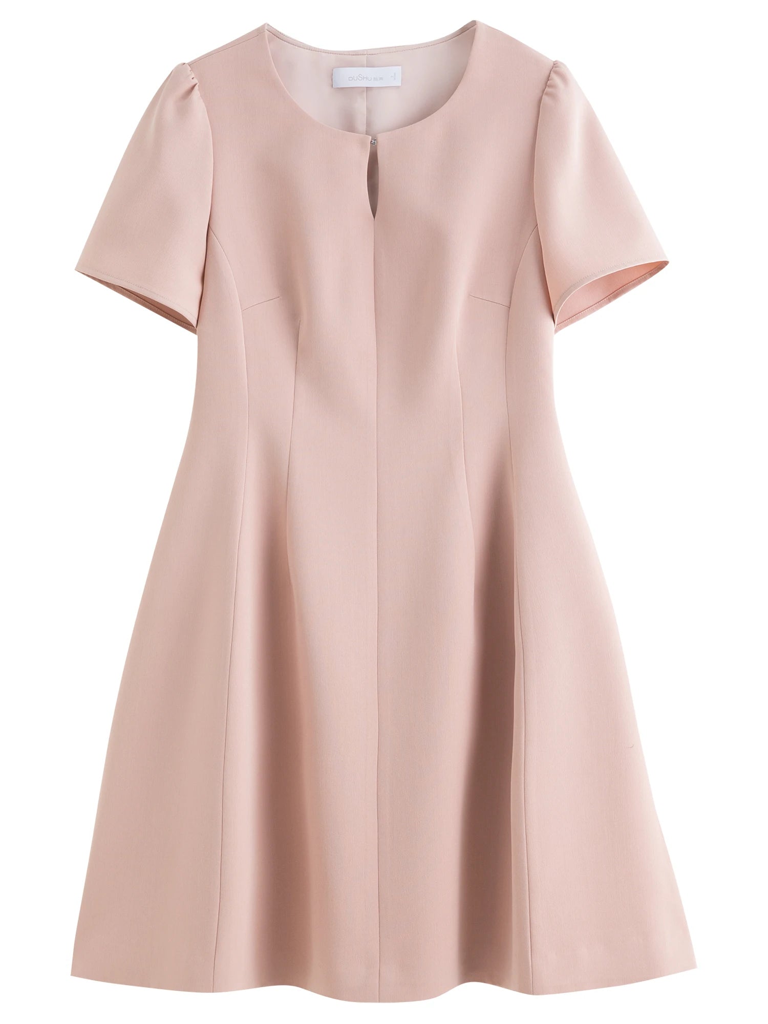 DUSHU Women Dress Short Long Two Styles French Temperament Style Simple Dress 2025 Summer New Design Casual Versatile Dress