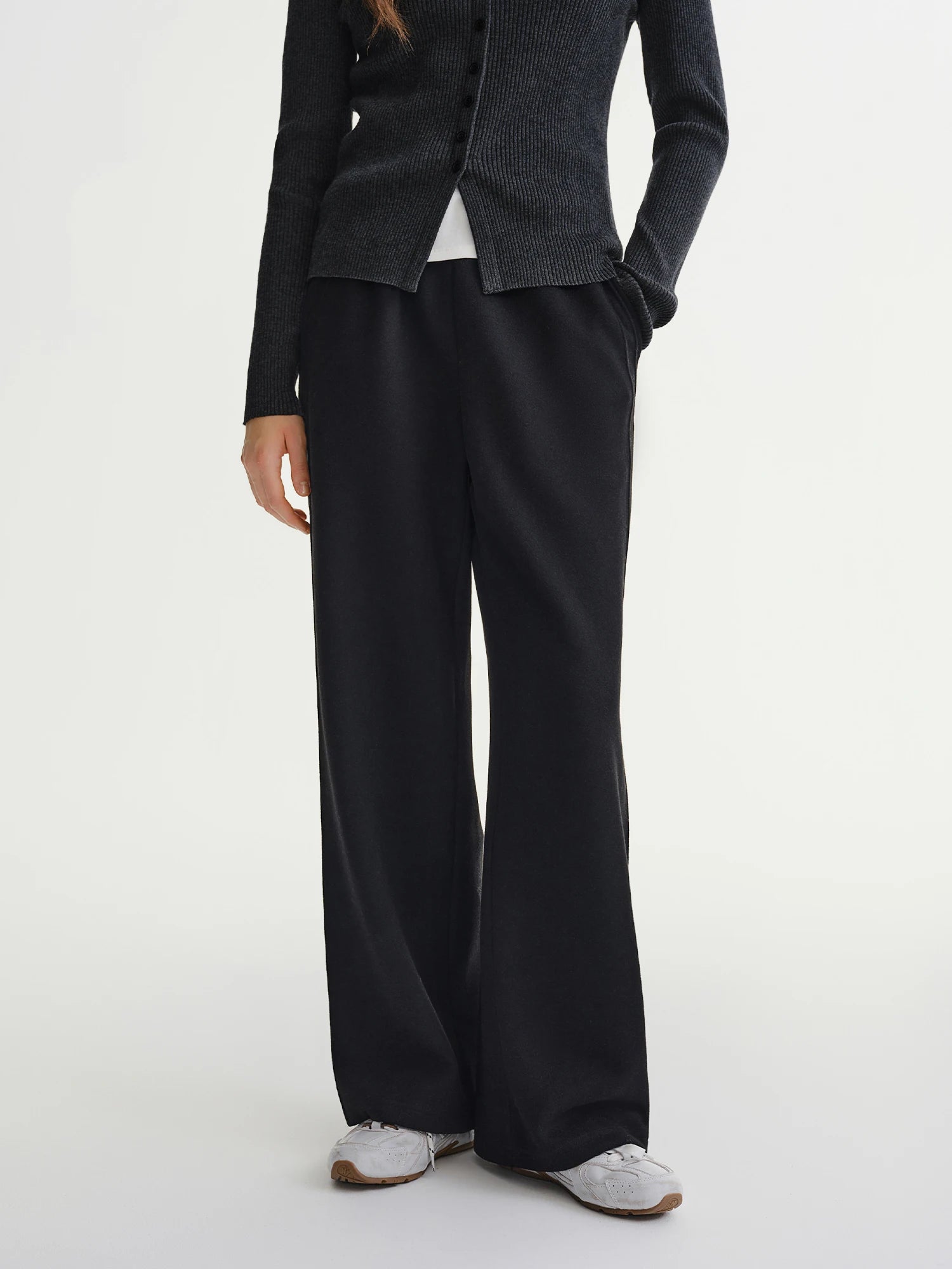 DUSHU Plus Size Women's Elastic Waist Relaxed Fit Fashion Wide Leg Casual Pants 2025 Winter New Arrival Cloud Layers Collection