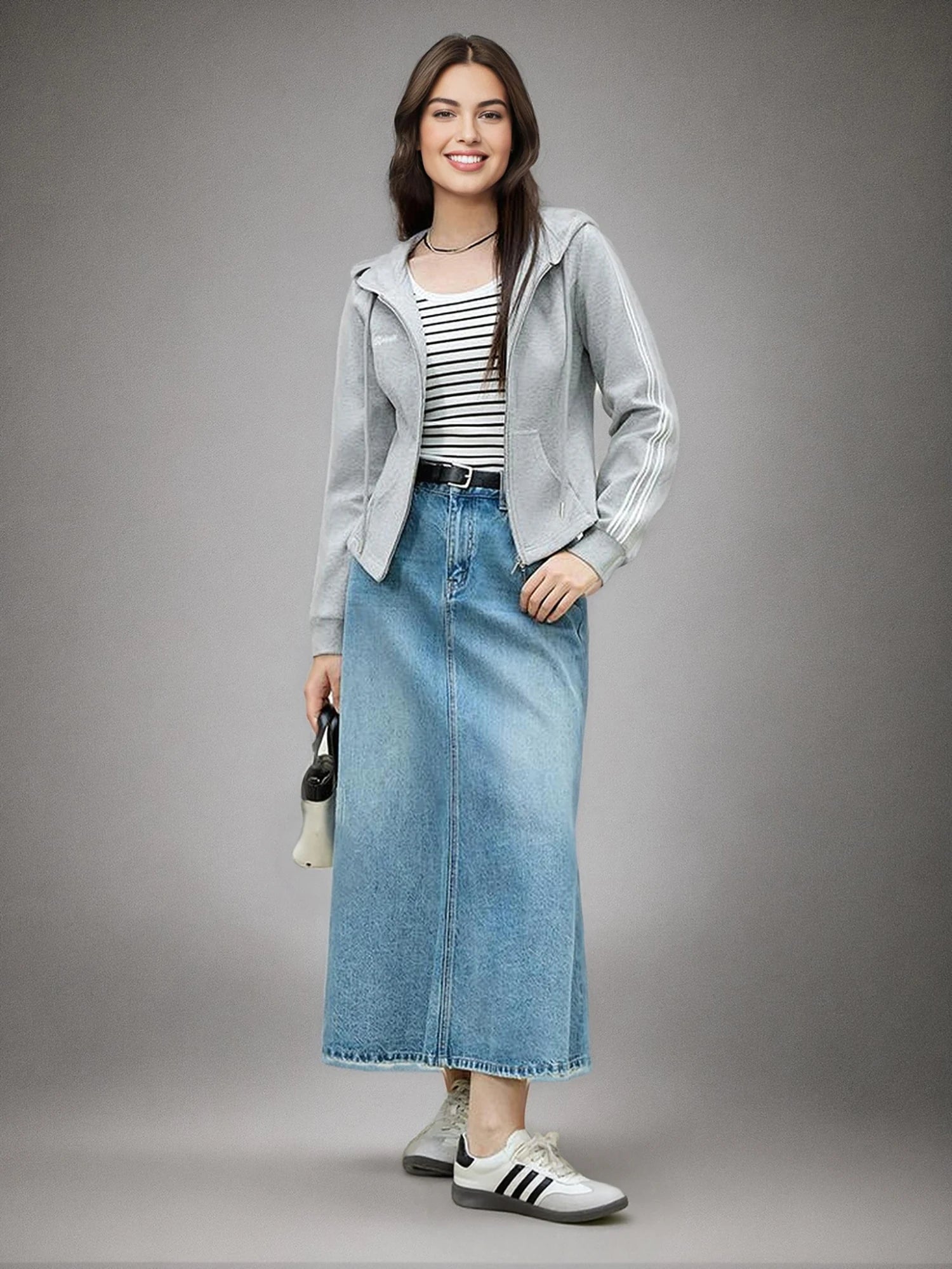 DUSHU Plus Size Women's Hooded Slim Fit Hoodie Jacket for Spring 2025 New Casual Double Zipper Top Loose Jacket 25DS81123