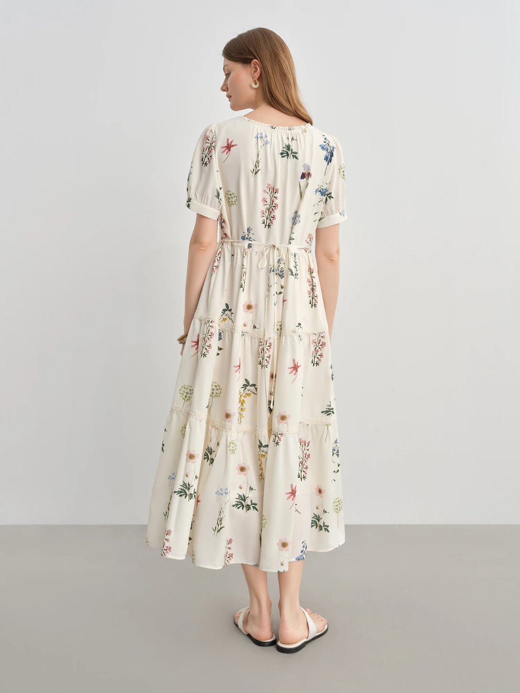DUSHU Plus-Size Women's Botanical French Elegance Dress - 2025 Summer Fashion Flattering Waist Floral Dresses 25DS82846