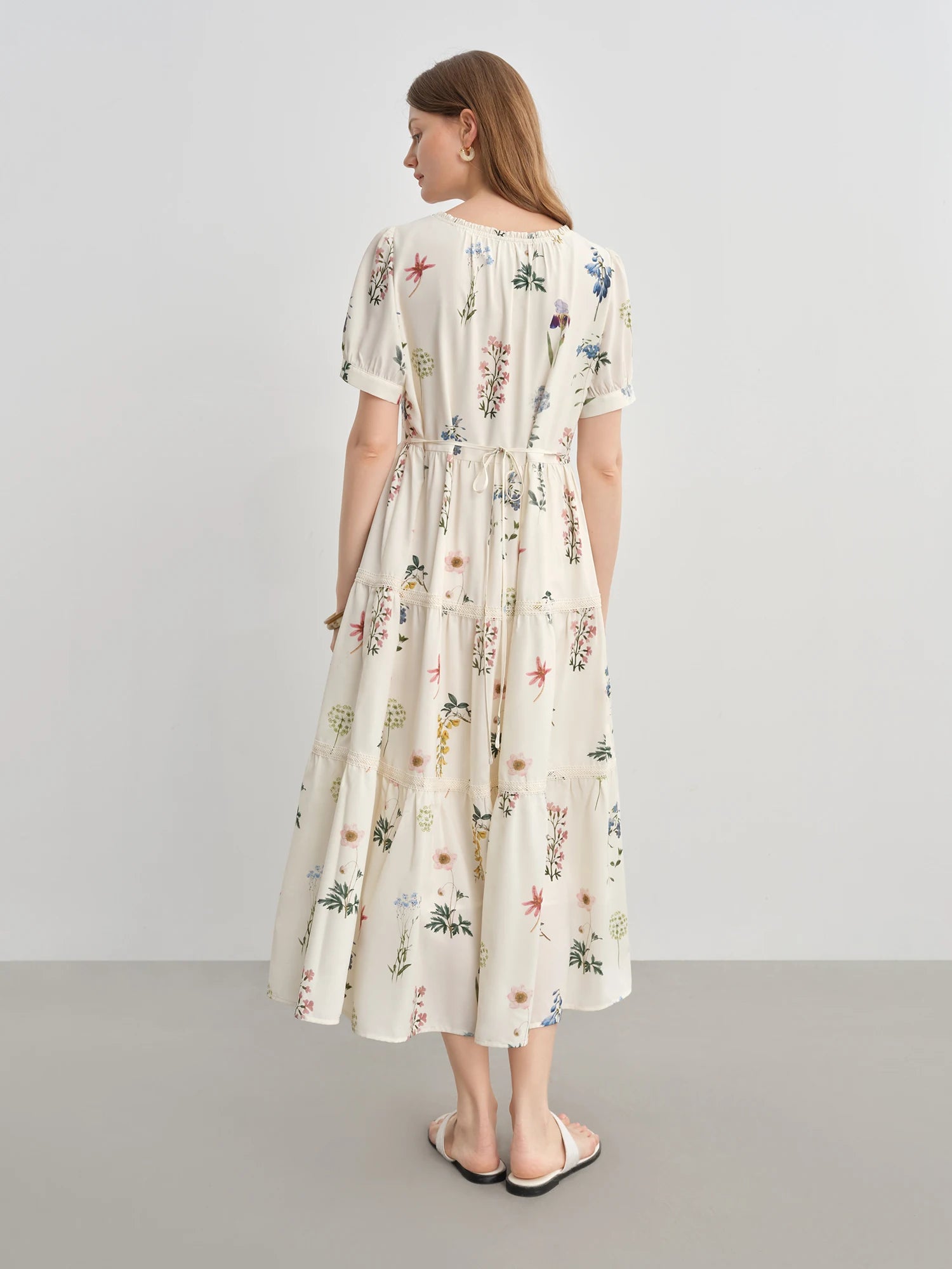 DUSHU Plus-Size Women's Botanical French Elegance Dress - 2025 Summer Fashion Flattering Waist Floral Dresses 25DS82846
