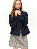 DUSHU Embroidered Denim Jacket Raw Washed Denim Jacket 2026 Spring New Women's Short Simple Straight Jacket American Style Retro