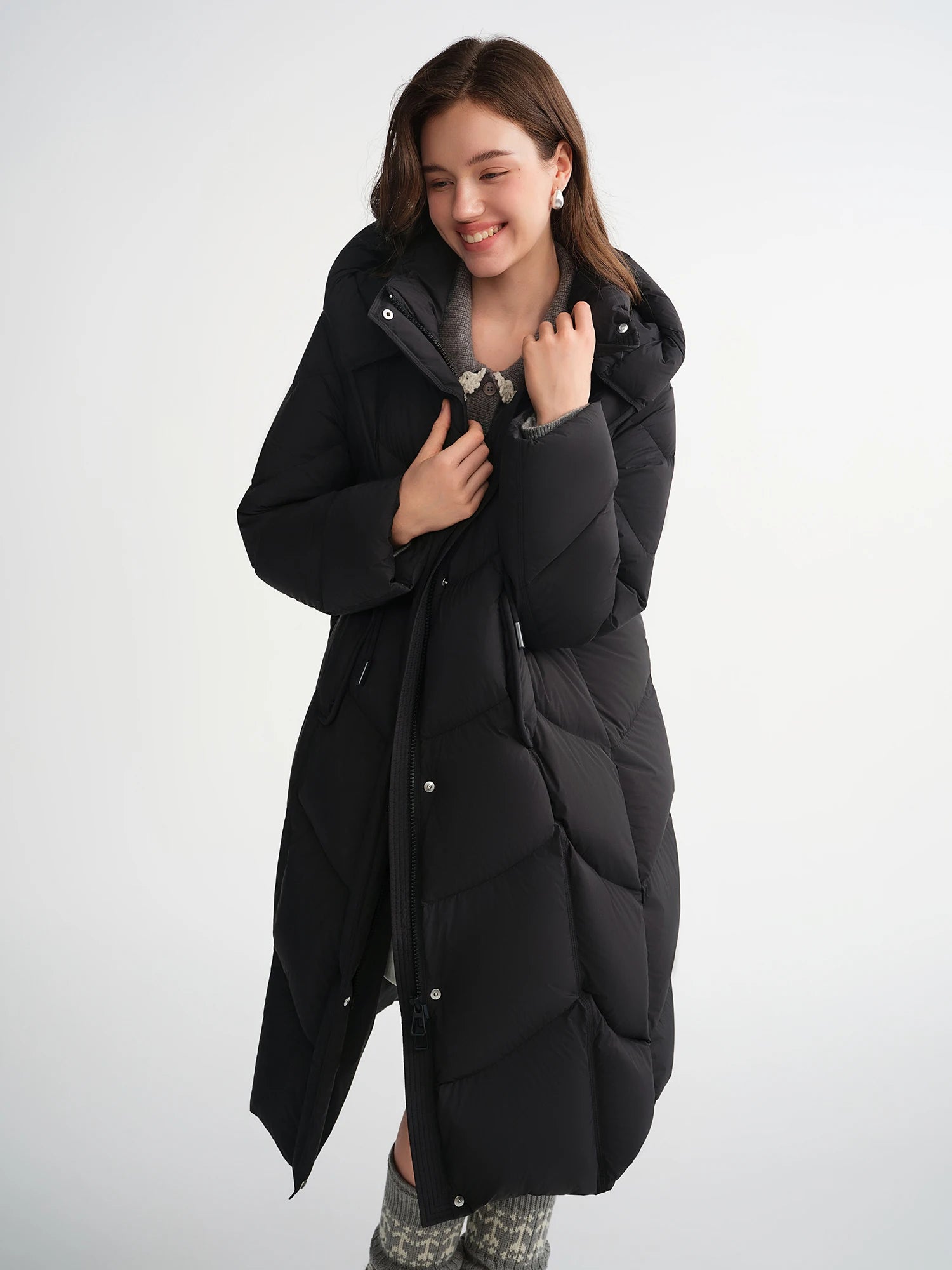 DUSHU Women Cozy Warm Bread Standing Collar Hooded Down Jacket Winter 2025 NewTriple Protection Short Long Versions Available