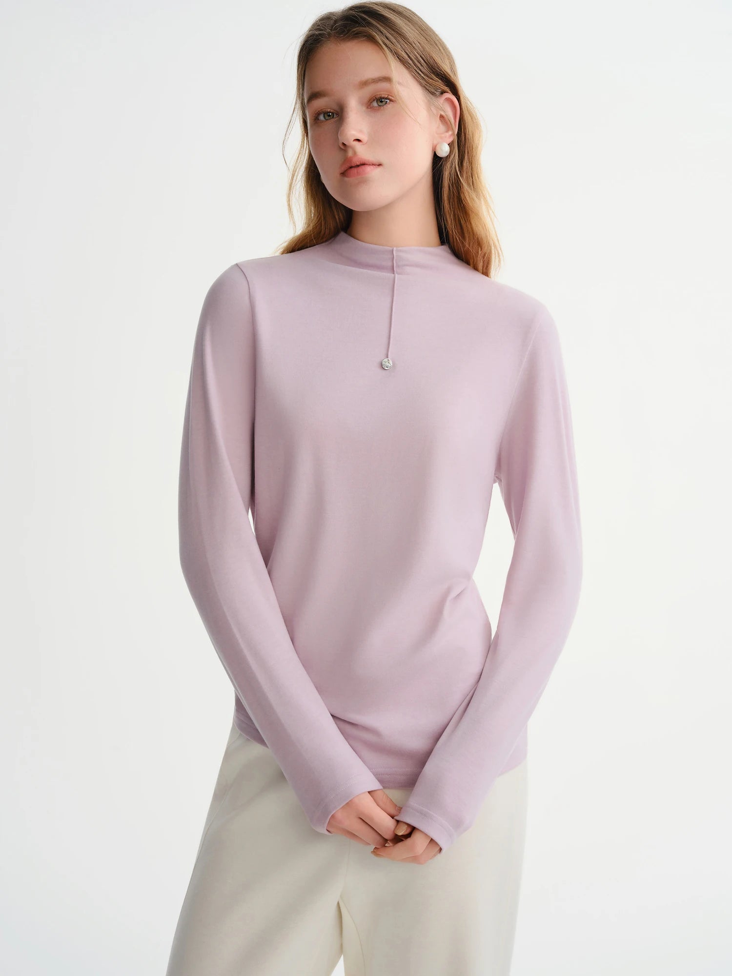 DUSHU Winter 2025 Women Antibacterial Skin-Friendly Layering Top - Versatile Soft Touch Basic Shirt for Casual Elegant Commuting