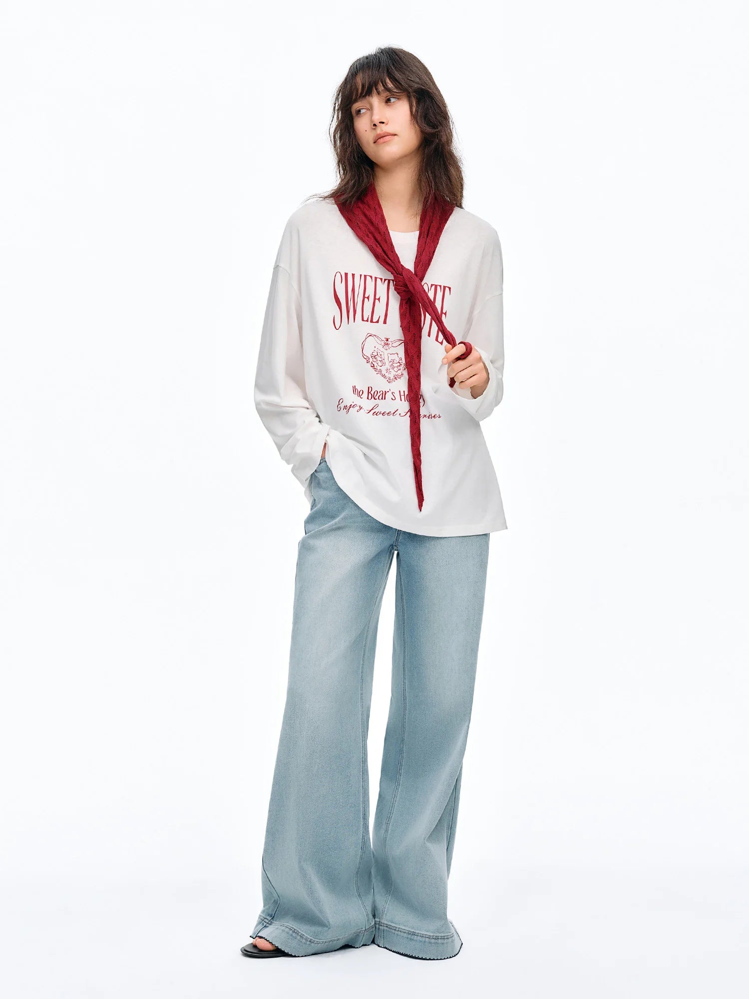 DUSHU Knitted Shawl Long-Sleeved T-Shirt 2026 Summer New Casual Two-Piece Set Letter Printed Leisure Chic Korean Trendy