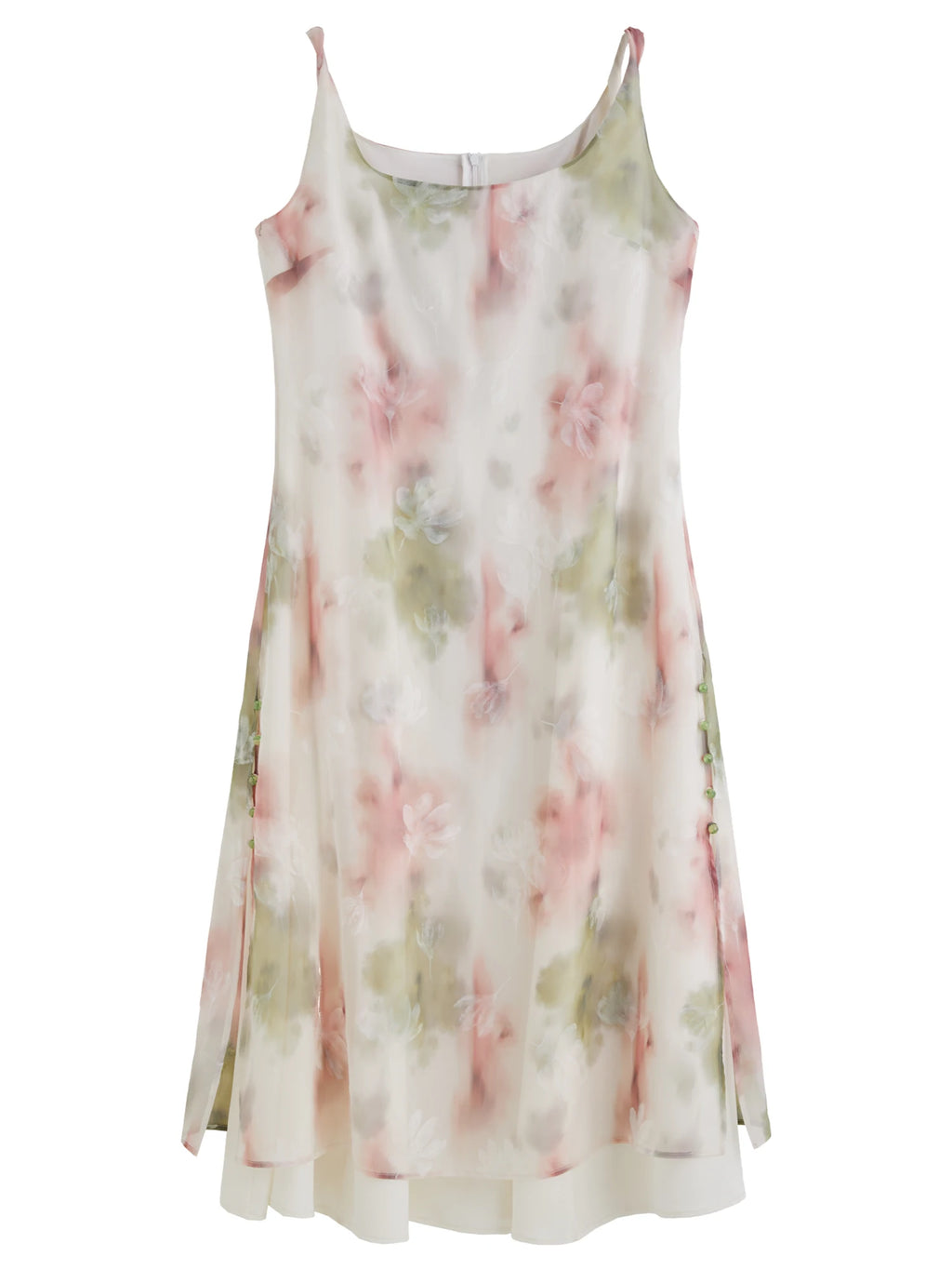 DUSHU Plus Size Flocked Print Strap Dress with Blush Effect Elegant Slimming and Romantic for Summer Dates 25DS82581