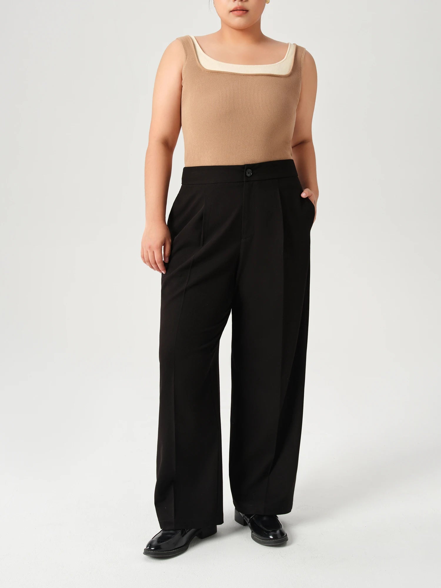 DUSHU Commuting All-match Casual Pants For Women 2024 Autumn New Design Black Trousers For All Body Type