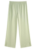 DUSHU 2025 Summer Plus Size Women High Waist Slimming Straight Leg Pants - Breathable Flowy Casual Chic Long Trousers for Curvy