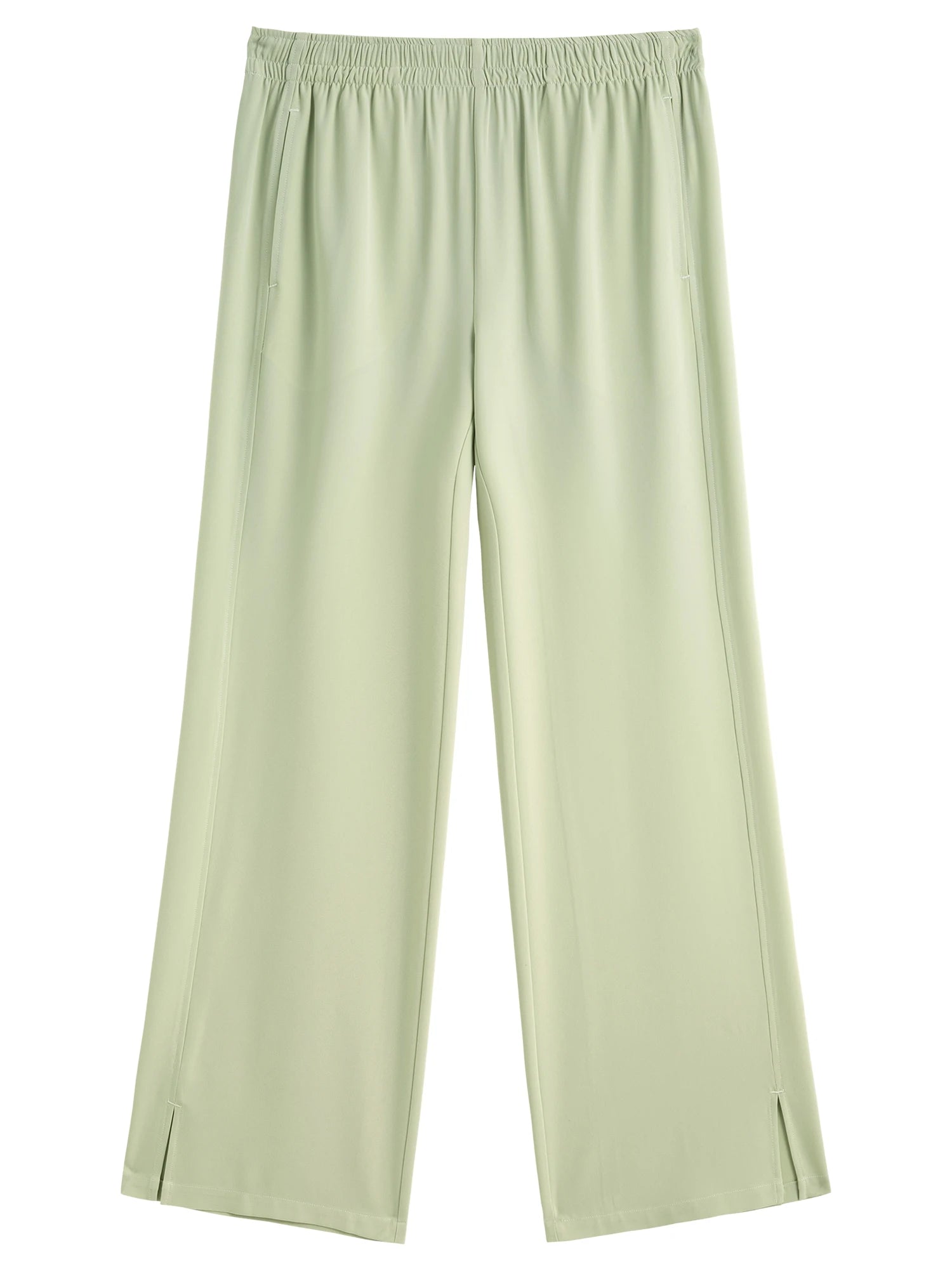 DUSHU 2025 Summer Plus Size Women High Waist Slimming Straight Leg Pants - Breathable Flowy Casual Chic Long Trousers for Curvy