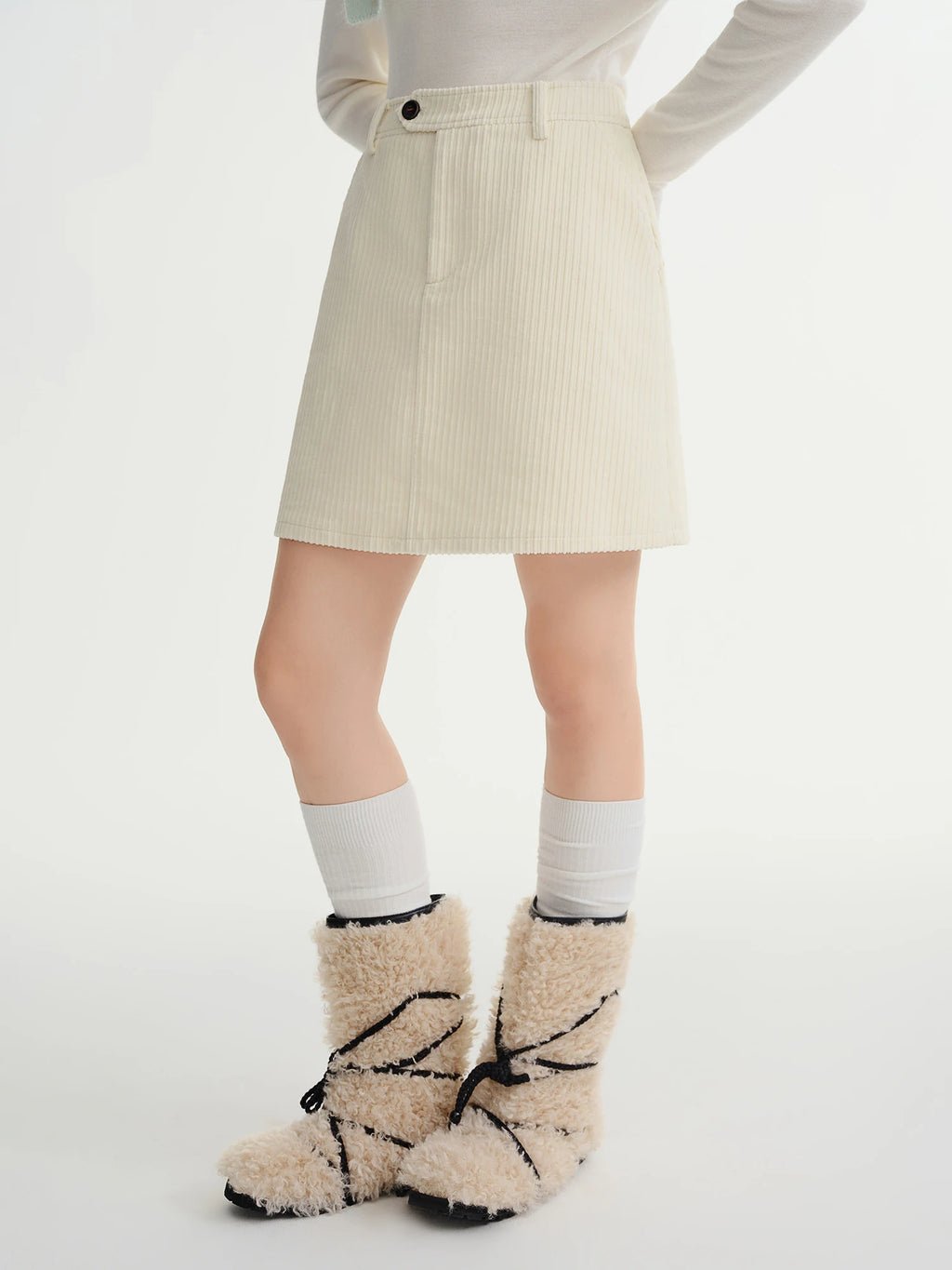 DUSHU Plus Size Women's High Waisted Ribbed Texture A-Line Skirt - 2025 Fall Winter New Arrival Modern Weekly Collection Skirts
