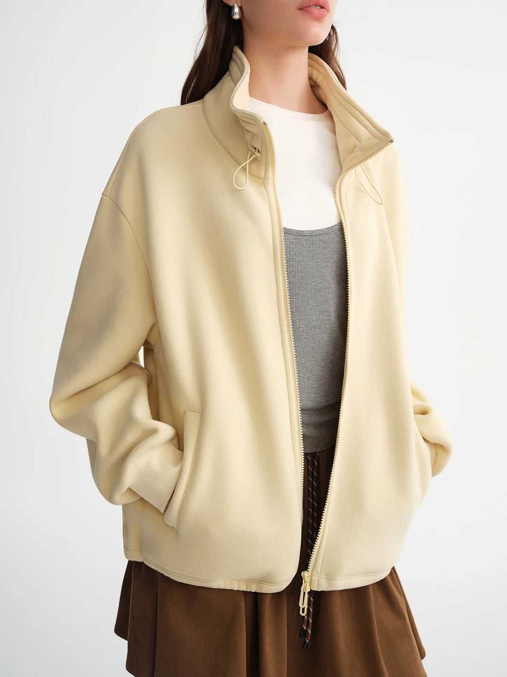 DUSHU Velvet Casual Sweater Jacket 2025 New Autumn and Winter Stylish Tops Yellow Sweet Leisure Simple Girlish Cotton Soft Ins
