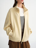 DUSHU Velvet Casual Sweater Jacket 2025 New Autumn and Winter Stylish Tops Yellow Sweet Leisure Simple Girlish Cotton Soft Ins