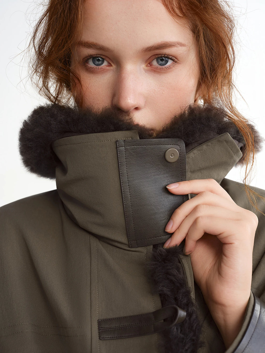 DUSHU【Lovely Christmas】2025 Winter Plus Size Block Faux Shearling Collar Short Puffer Coat Thick Lapel Hooded Cropped Jacket