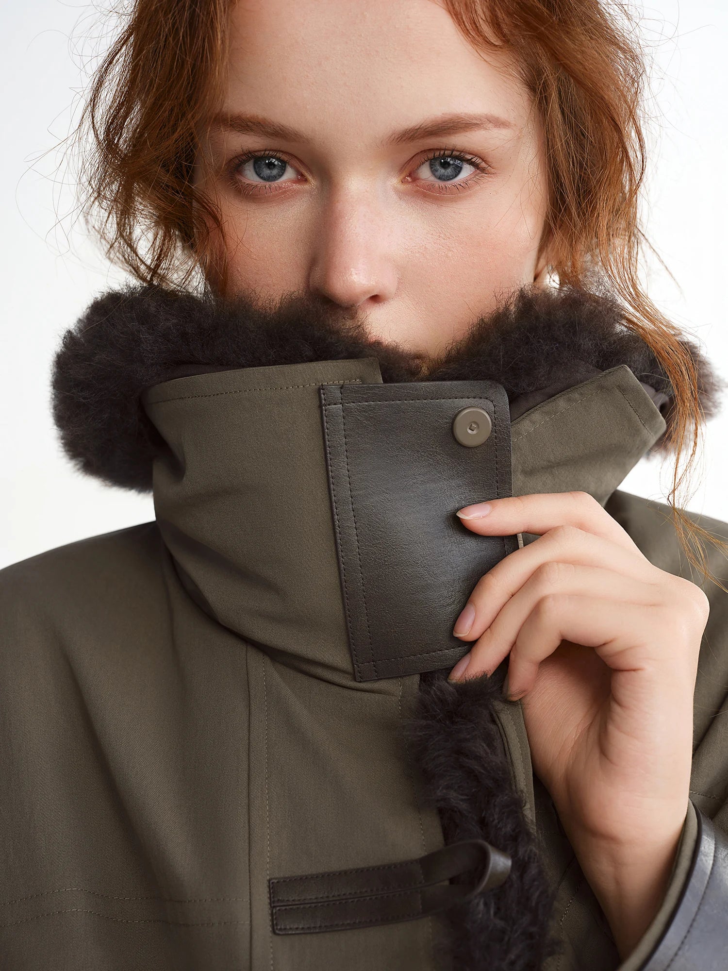 DUSHU【Lovely Christmas】2025 Winter Plus Size Block Faux Shearling Collar Short Puffer Coat Thick Lapel Hooded Cropped Jacket