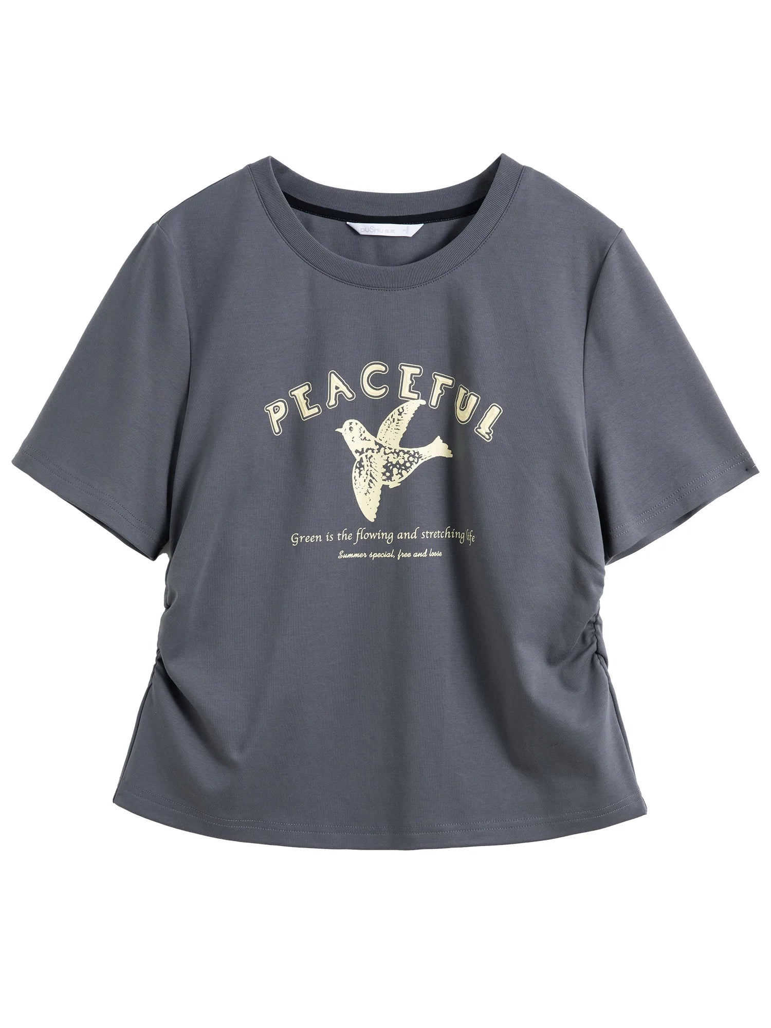 DUSHU Plus Size Round Neck Short Sleeve Printed Cool T-shirt 2025 Summer New Arrival Loose Slim Design Tops for Women 25DS82182