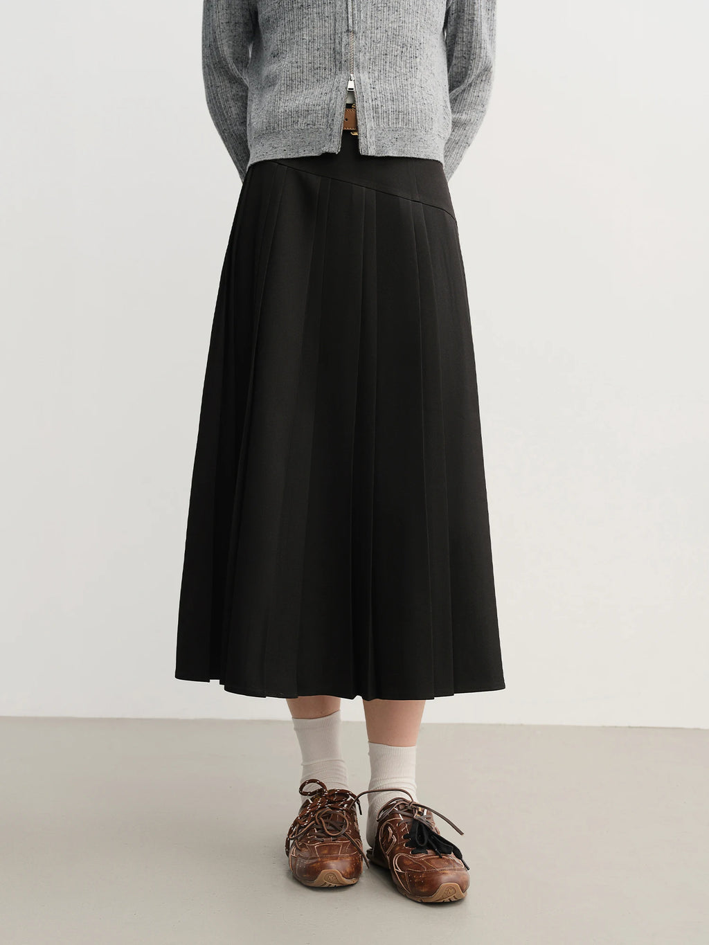 DUSHU Autumn 2025 Women's Ribbon Tie Blouse - Irregular Design Flowy Shirt with Tailored Fit for Office Casual