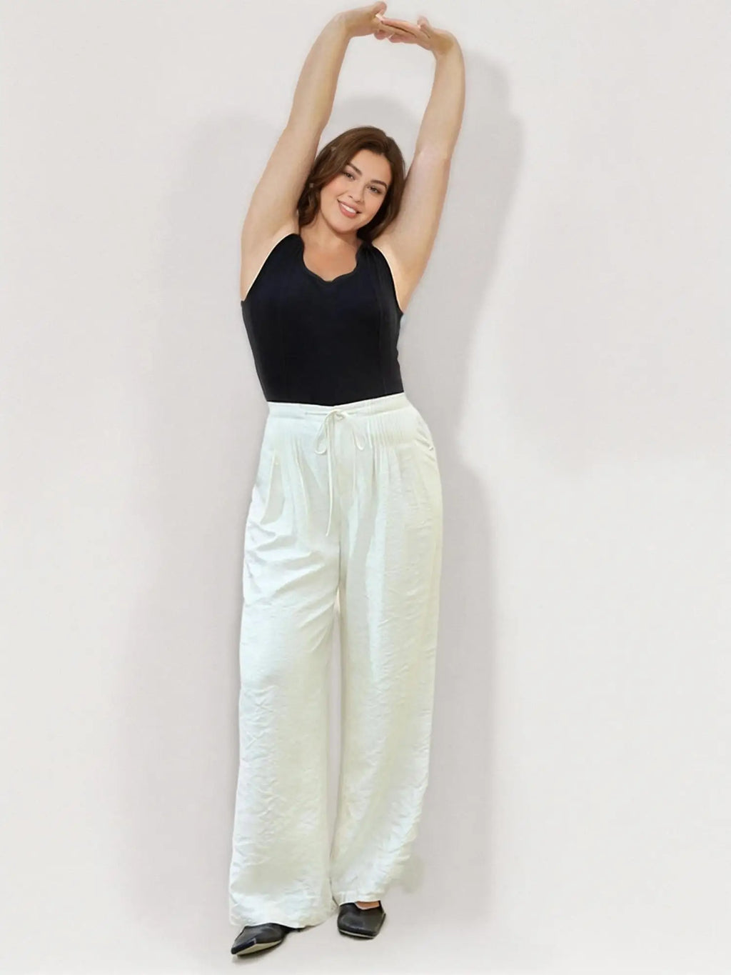DUSHU Plus Size Loose Lazy Pleated Floor-length Pants Women 2025 Summer New Commuting Slim All-match Casual Pants 25DS82126