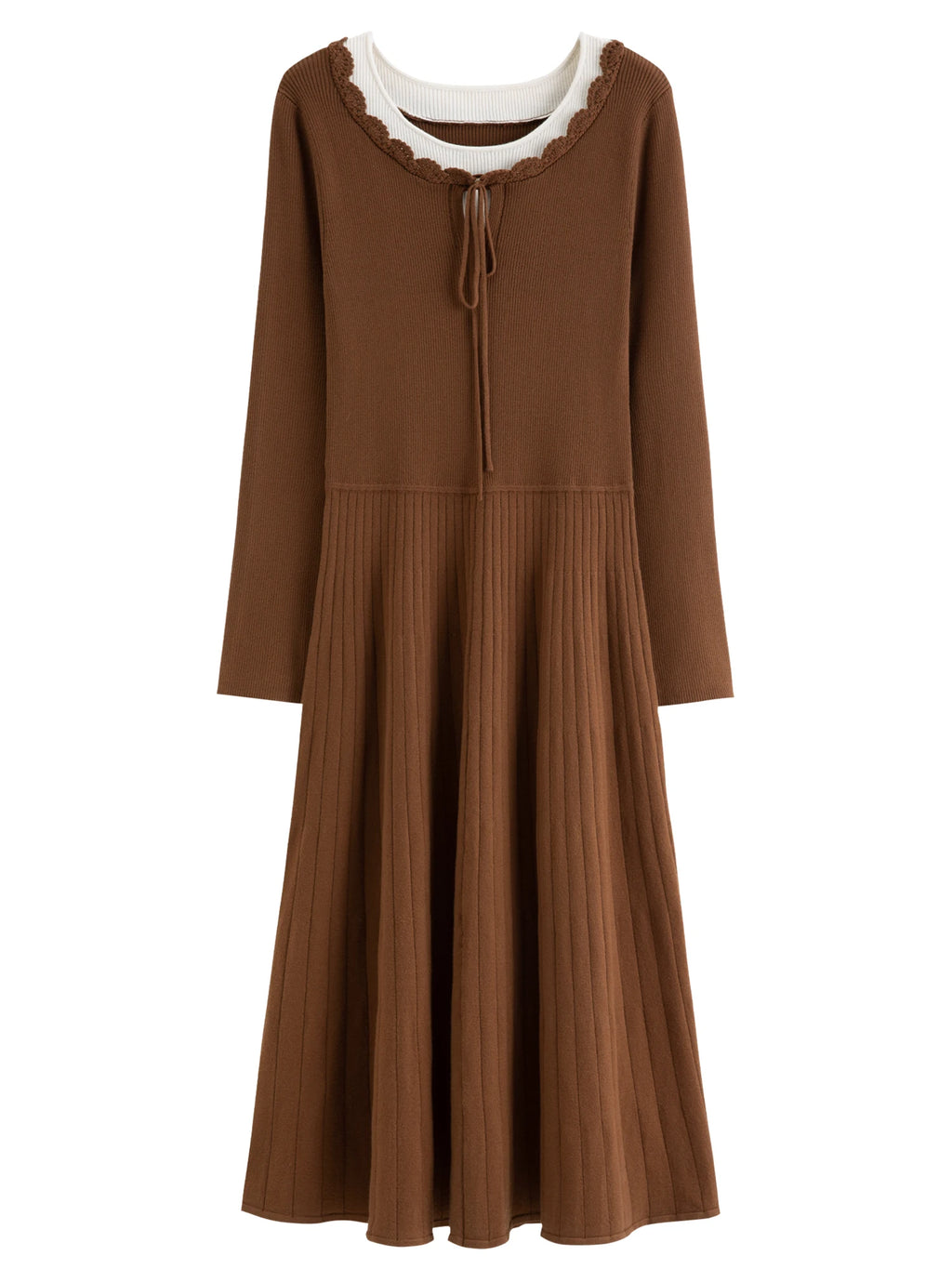 DUSHU Women's Fashion Private Romantic Color Clash Mock Two-Piece Knit Dress Elegant and Versatile Knit Dress for Curvy Women