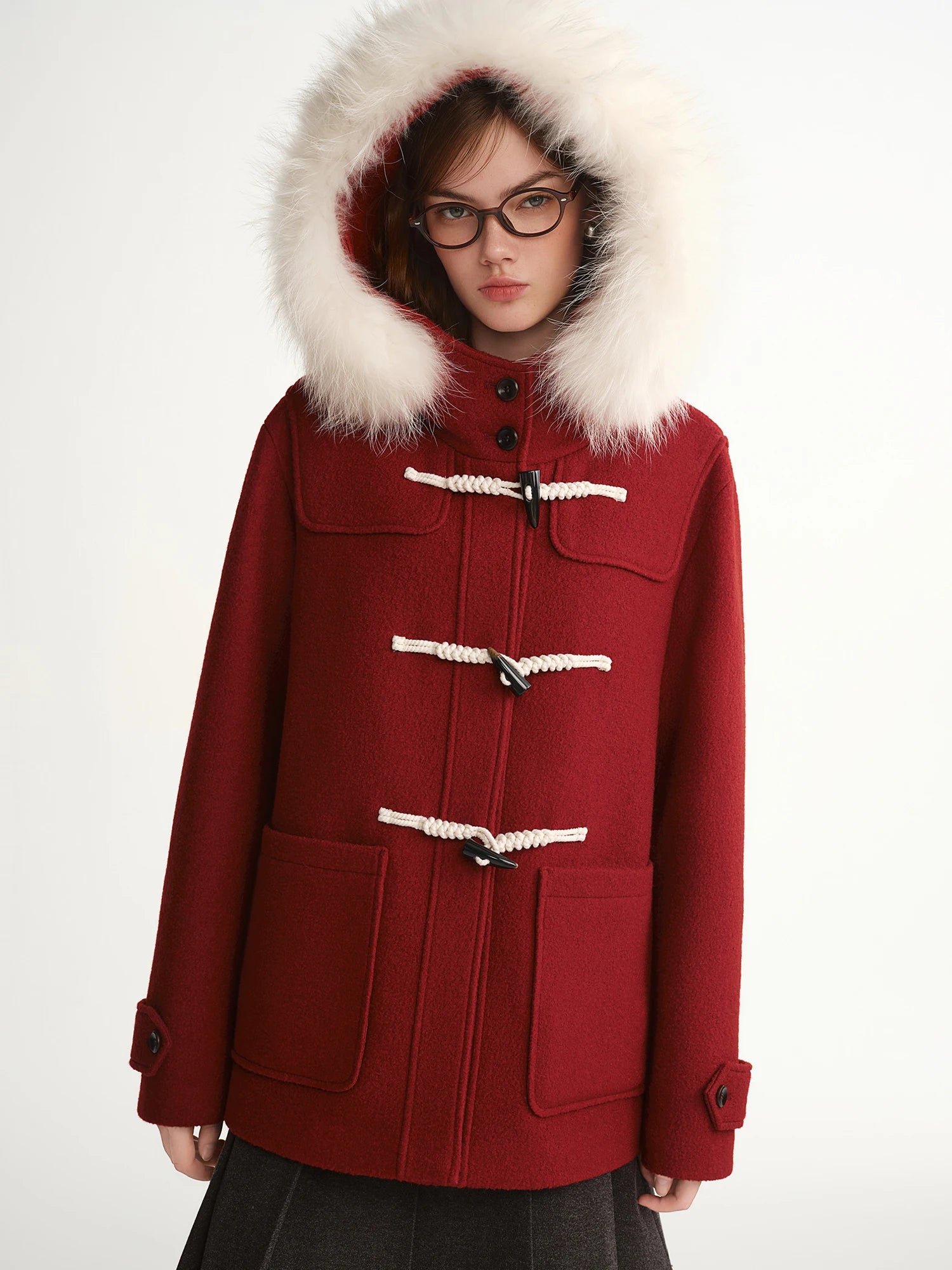 DUSHU【Lovely Christmas】2025 Winter Plus Size Sweet Wool Blend Coat Vintage Plaid Party Holiday Coquette Feminine Tweed Jacket