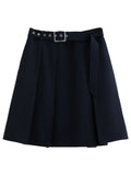 DUSHU 2026 Spring Women's High Waist Pleated A-Line Midi Skirt - Office Ready Flowy Elegant Skirt for Daily Commute