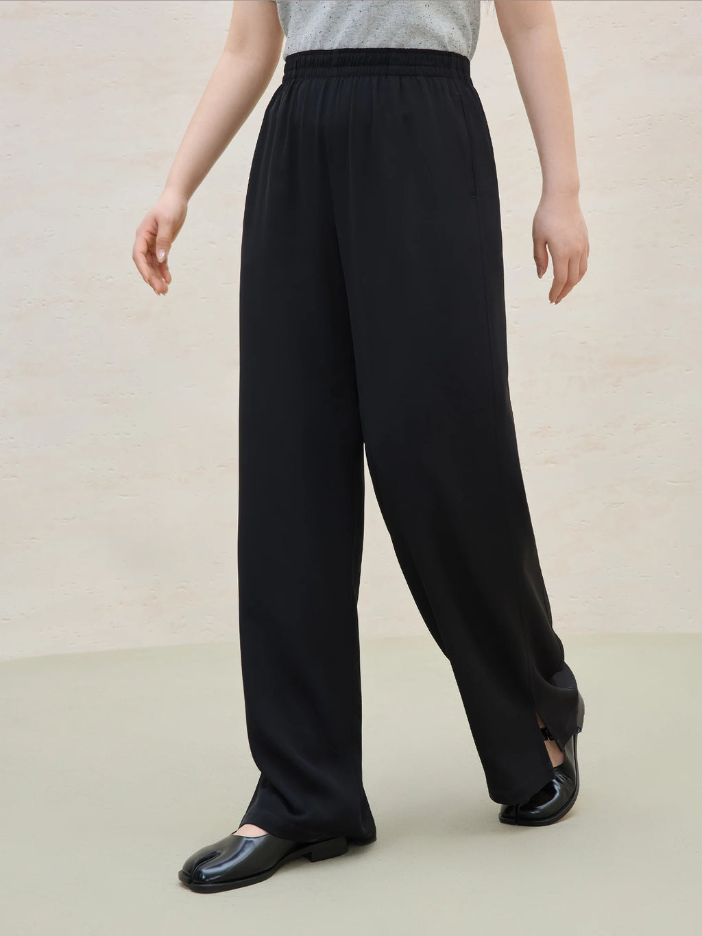 DUSHU 2025 Summer Plus Size Women High Waist Slimming Straight Leg Pants - Breathable Flowy Casual Chic Long Trousers for Curvy