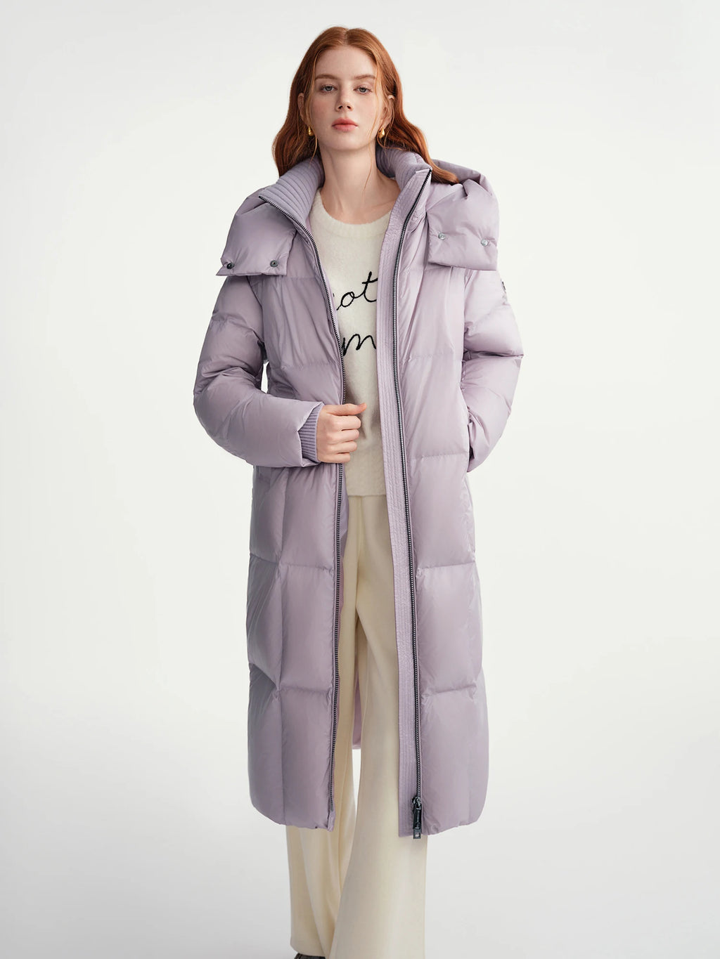DUSHU Plus-Size Women's Quilted Long Down Jacket with Standing Collar and Hood Winter 2025 by Warmth Field White Duck Down Coats