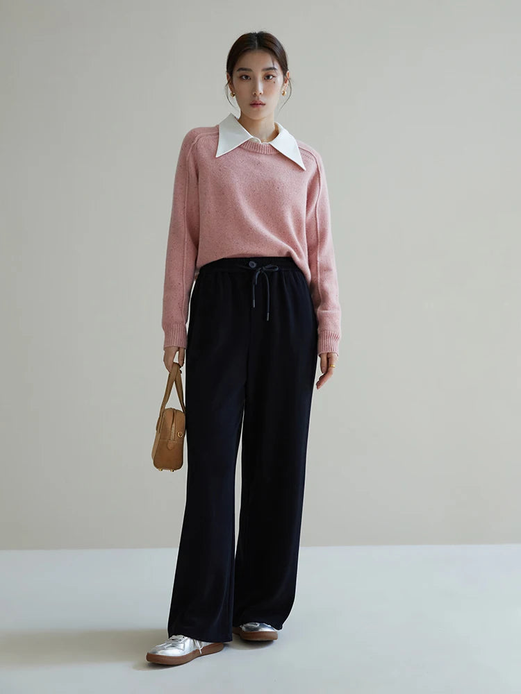 DUSHU 【Length Optional】Sports Style Leisure High-waist Loose Straight Pants for Women Winter New Versatile Long Trousers Female