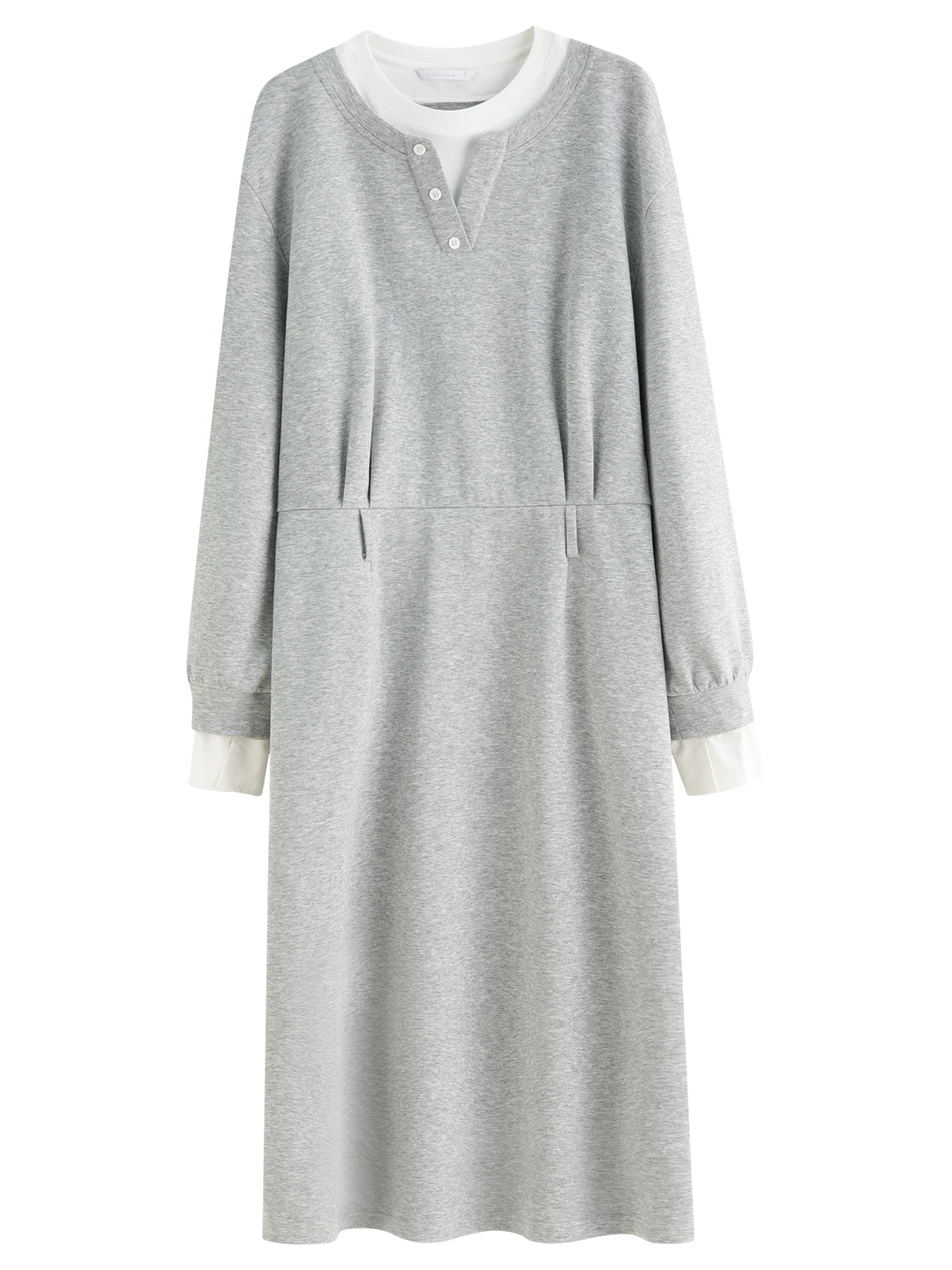 FSLE Autumn 2025 Women's Mock Layer Dress - Flattering Fit Versatile Length Shift Style Casual Elegant with Lace Trim