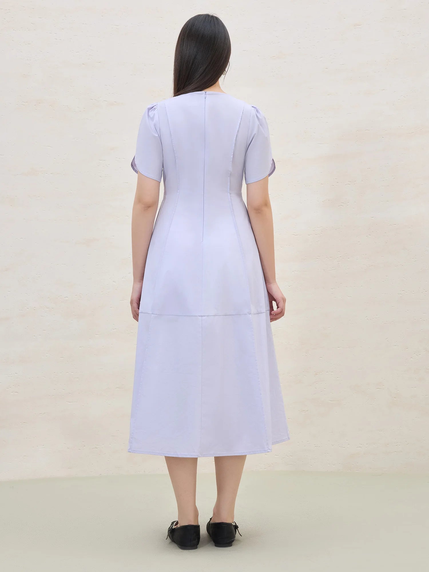 DUSHU MInimalism Style Design Commuting Simple Purple Dress For Women 2025 Summer New Arrival High Waist Fashion Dress 25DS82357