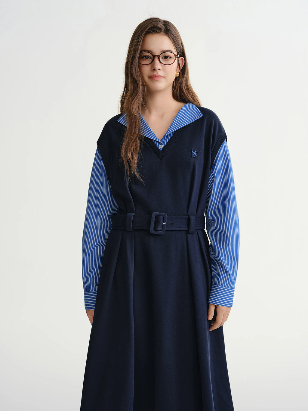 DUSHU Plus-size Women's Lazy Divine Waist-defining Sweatshirt Dress New Autumn/Winter 2025 Oversized Comfort Fit Long Sleeves