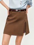 DUSHU 2026 Spring High Waist A-Line Midi Skirt, Women‘s Split Design Pleated Denim Skirt, Y2K Retro Casual Mini Skirt Chic