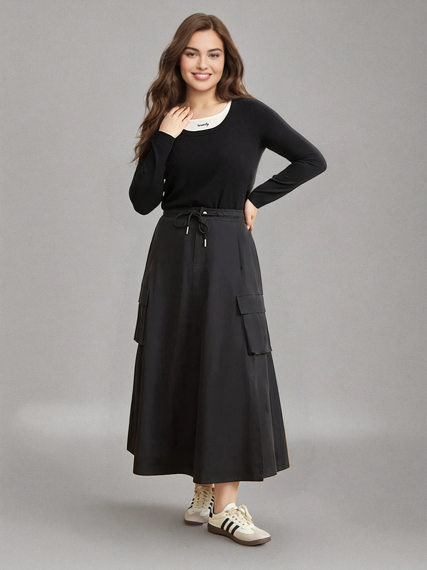 DUSHU Casual Commuting Workwear Style Skirt Slightly Women Fashionable Slim All-match High Waist Skirt For Female 25DS81151