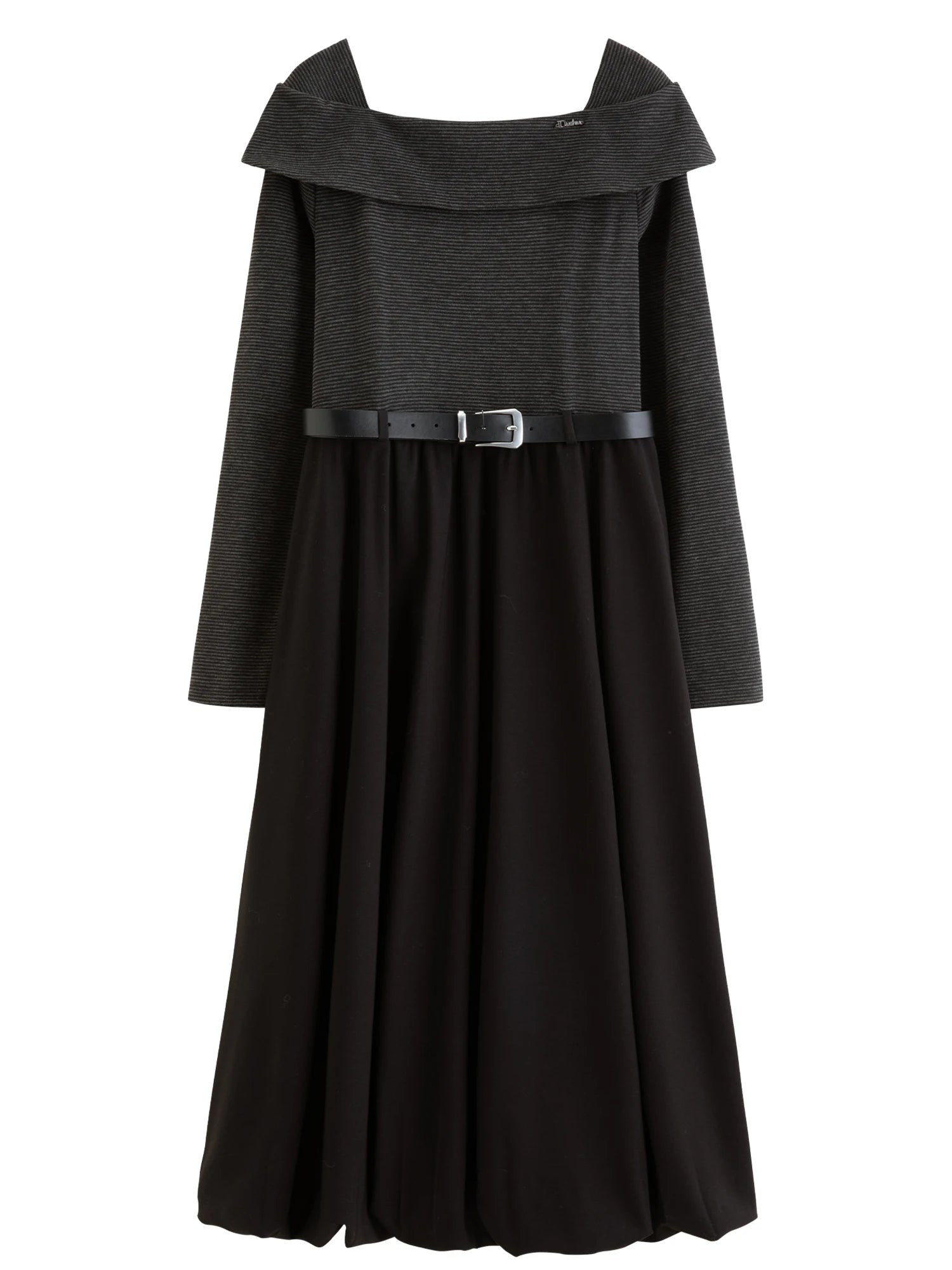 DUSHU Women's Plus Size Autumn And Winter Contrast Color Fake Two-piece Dress 2025 Winter Wear Large Swing Mid-length Dress