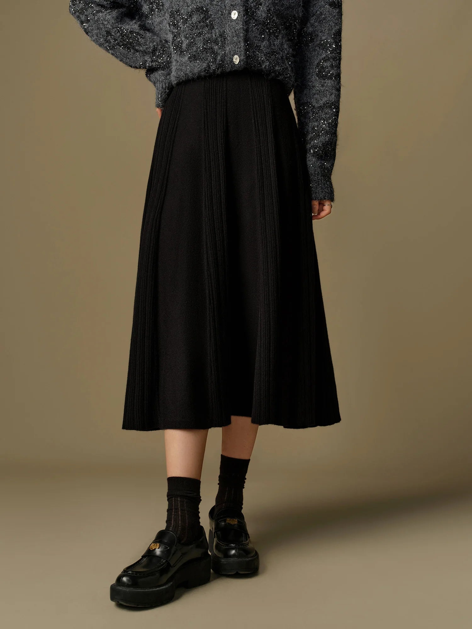 DUSHU Plus Size Women's Gentle Knitted Skirt 2024 Winter New Product Commuting Fashion Versatile Medium Length Skirt 24DS84245