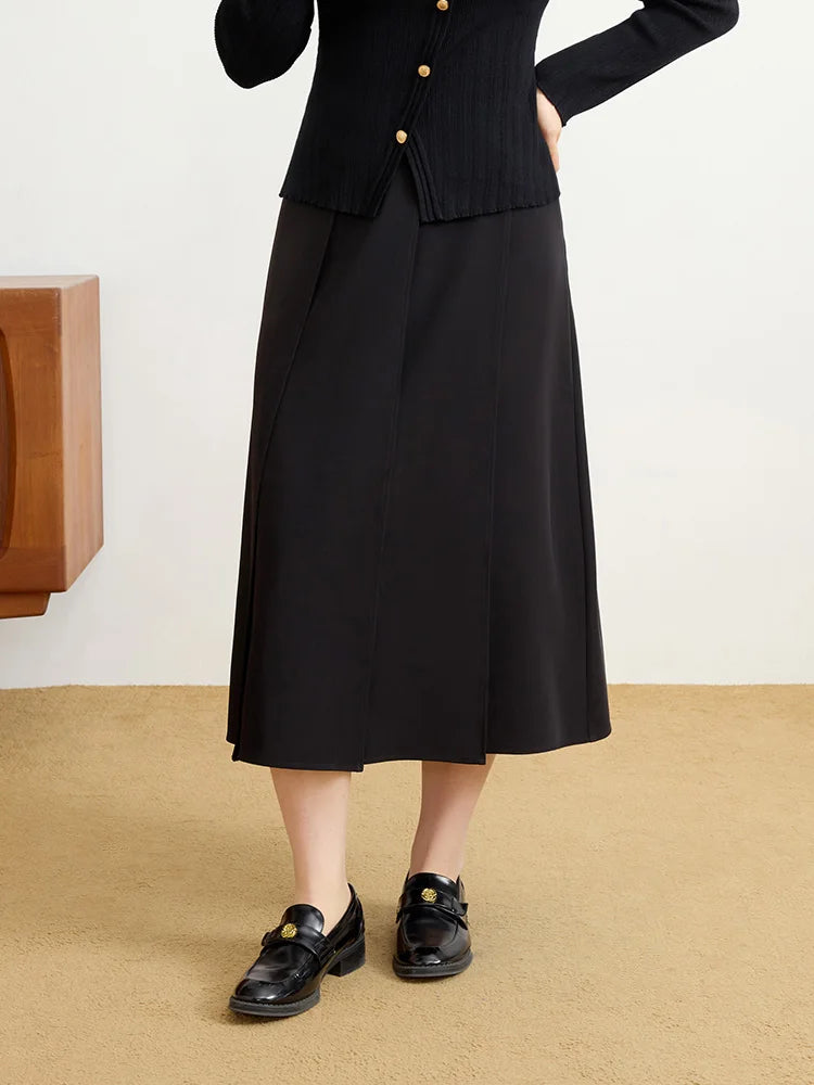 DUSHU Office Lady Design Sense Upright Diagonal Patch Skirt 2025 Spring New Commuter A-line Skirt Casual Loose Skirts 25DS81310